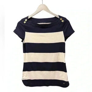 🟣Tommy Hilfiger Striped Navy and White Shirt – Size Small Petite